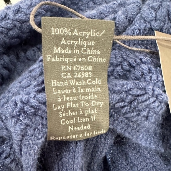 Vince Camuto Indigo Blue Textured Knit Kimono Topper Fringe Hem Boho Chic Wrap - Picture 12 of 13